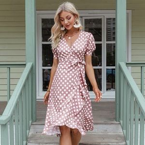 Shein Barbie Pink Polka dot dress